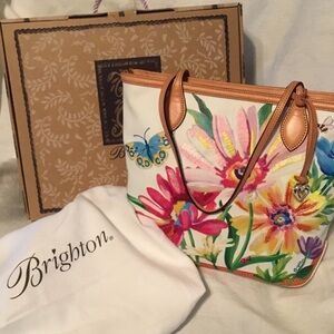 Brighton Colorful Floral Tote with Tan Accents